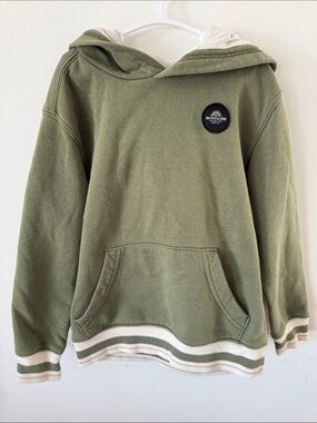 Quiksilver Olive Green Hooded Sweatshirt with Cream Trim